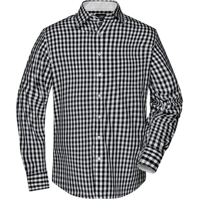 James & Nicholson Pánska kockovaná košeľa JN617 Černá / bílá
