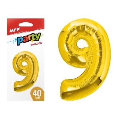 MFP Paper s.r.o. balónek č. 9 nafukovací fóliový 40 cm zlatý