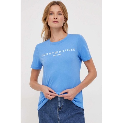 Tommy Hilfiger Bavlnené tričko dámsky WW0WW40276 modrá