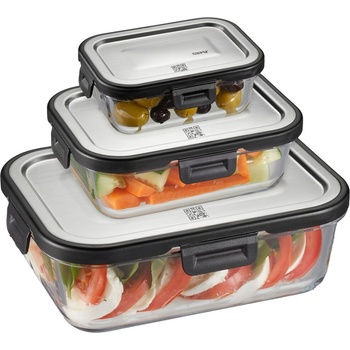 GEFU Gefu Milo G -12799 Контейнер за съхранение на храна, правоъгълен, стъклен, 3 броя (G-12799)