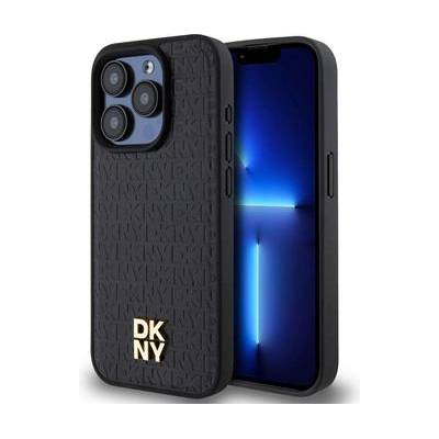 DKNY PU Leather Repeat Pattern Stack Logo MagSafe Case for iPhone 15 Pro Black (3666339261535)