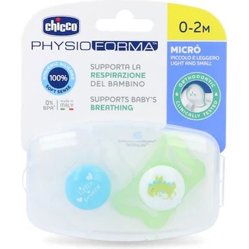 Chicco Силиконови залъгалки Chicco - Physio Micro, 2 броя, 0-2 m, момче (N0341)