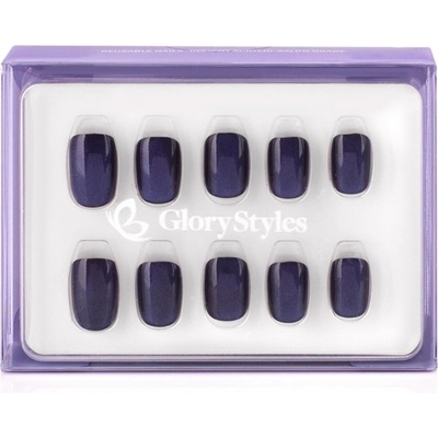 GloryStyles Nalepovací nehty tmavě modrá 10 24 ks