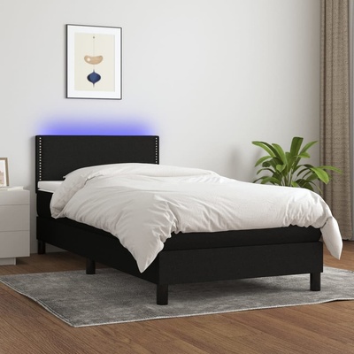 Petrashop 3133047 boxspring postel s matrací a LED černá textil