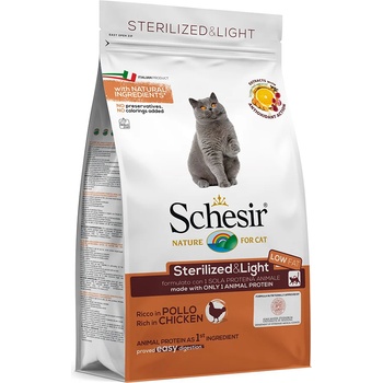 Schesir 3x1, 5kg Стерилизирана и лека суха храна за котки Schesir с пилешко месо