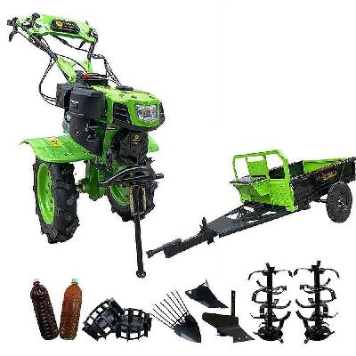 Мотофреза бензинова ТУНДЖА 8500КЕ с ел. старт, 7 к. с. ремарке 1250x850x300, макс. 500 кг и инвентар (KR00610550)