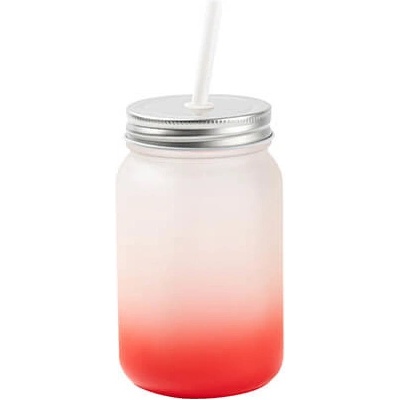 Mason Sklenice Jar bez ouška matná červený gradient sublimace termotransfer 450 ml
