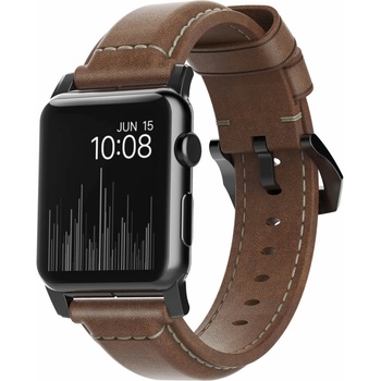 Nomad Кожена (естествена кожа) каишка за Apple Watch 42мм, 44мм, 45мм, 46мм, Ultra, Ultra 2 49мм - Nomad Strap Traditional Leather (кафяв-черен) (NM1A4RBT00)