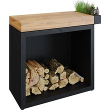 OFYR Butcher Block Storage 90 Black Teak Wood