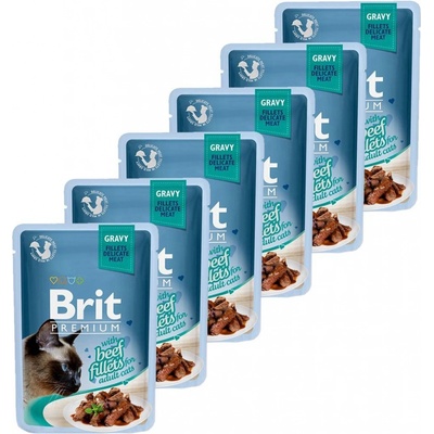 Brit Premium Cat Delicate Fillets in Gravy with Beef 6 x 85 g
