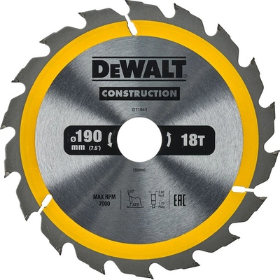 DeWALT DT1943 Pílový kotúč CONSTRUCTION, 190 x 30 mm, 18 zubov