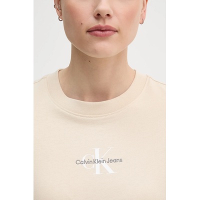 Calvin Klein Jeans Памучна тениска Calvin Klein Jeans в бежово J20J223113 (J20J223113)