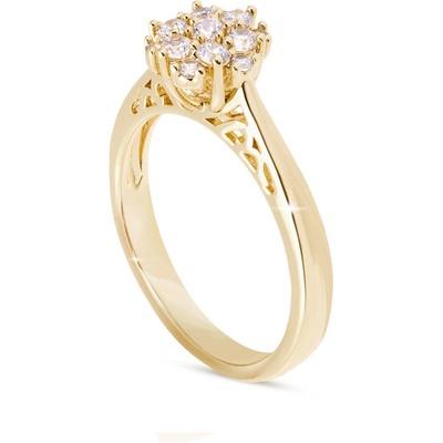 Biju Pozlacený prstýnek s květinovým zirkonem 4000416