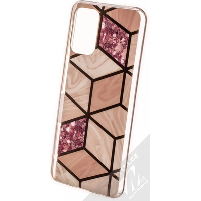 Pouzdro 1Mcz Geometric Marble Cover ochranné Xiaomi Redmi Note 10, Redmi Note 10S, Poco M5s růžově zlaté