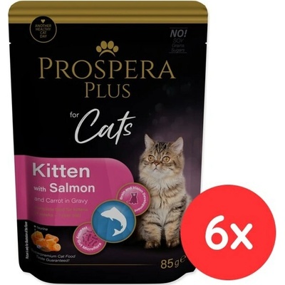 Prospera Plus Cat Kitten losos a mrkev 6x85 g