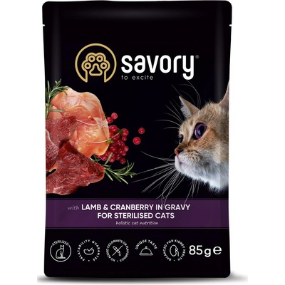 Savory Sterilised jahňací s brusinkami v omáčke 85 g