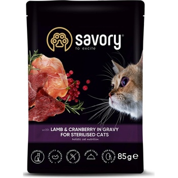 Savory Sterilised jahňací s brusinkami v omáčke 85 g