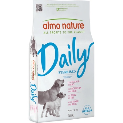 Almo Nature Daily Sterilised všechna plemena vepřové a rýže 2 x 12 kg