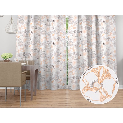 Biante Bavlnený záves Sandra SA-526 Hnedé vlčie maky na bielom 150x140 cm