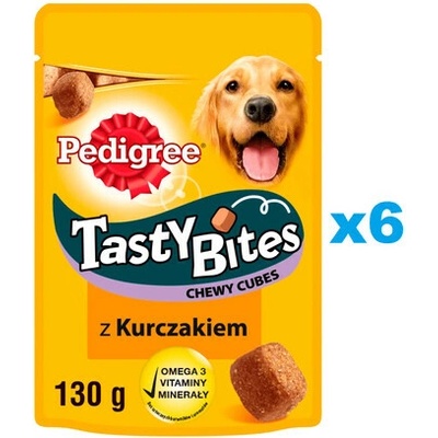 PEDIGREE Tasty Bites Chewy Cubes 6× Maškrta s kuracím mäsom pre psov 130 g