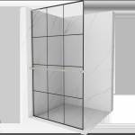 Mexen Kioto+ L душ кабина с рафт Walk-in 100 x 200 cm, черна решетка, матов никел - 800-100-123-97-77 (800-100-123-97-77)