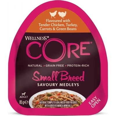 Wellness Core Adult Small Breed Savoury Medleys Flavoured with Tender Chicken Turkey Carrots a Green Beans 85 g