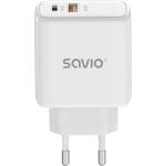 SAVIO Зарядно устройство Savio LA-12 20W Quick Charge Power Delivery бяло (LA-12)
