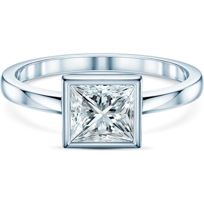 SAVICKI Годежен пръстен Pure: бяло злато, лабораторен диамант с шлифовка "принцеса