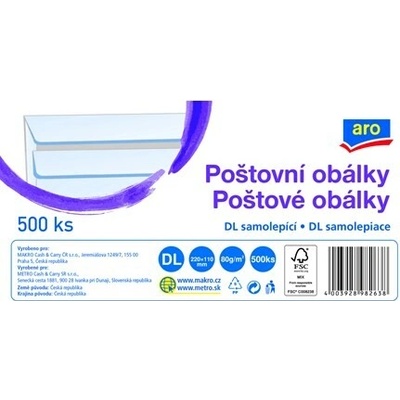 aro Obálka DL samolepicí bílá 500 ks