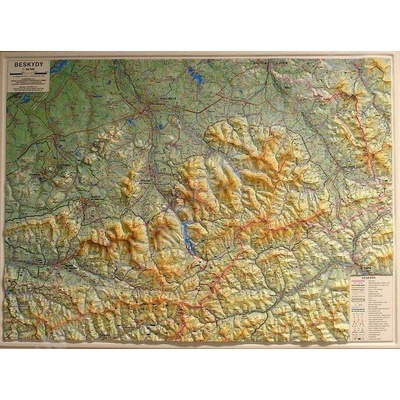 Beskydy 1:66 666 - plastická mapa 100 x 75 cm v dřevěném rámu