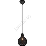 Reality - Пендант на кабел SPROUT 1xE14/40W/230V черен/ратан (LX0670)