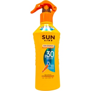 SUN LIKE слънцезащитно мляко, Помпа, SPF 30, Carotene, 200мл