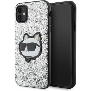 KARL LAGERFELD Кейс Karl Lagerfeld KLHCN61G2CPS за iPhone 11 / Xr 6.1"", сребрист / сребрист, твърд, Glitter Choupette Patch (KXG0064778)