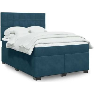 vidaXL 11461.3293258 Boxspring postel s matrací modrá samet