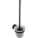 Sapho X-Round Black WC štětka nástěnná, miska mléčné sklo, černá XB300