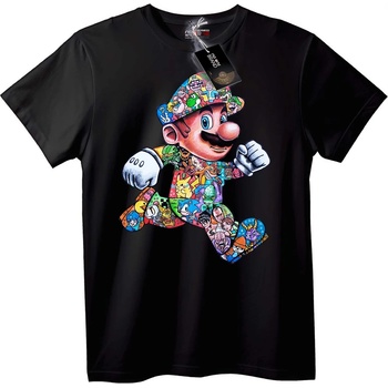 NOONEBRAND Тениска Марио Колаж - 3XL, Black
