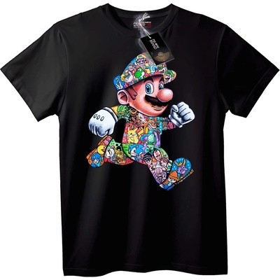 NOONEBRAND Тениска Марио Колаж - 3XL, Black
