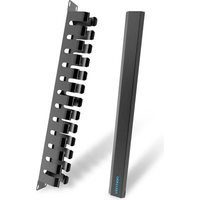 Vention Кабелен органайзер Vention KHAB0, за сървърен шкаф 24", 1U, черен (KHAB0)