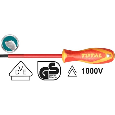 TOTAL Отвертка VDE 1000 V, CR-V, TOTAL INDUSTRIAL, SL 3 x 75 (TL IND THTIS3075)