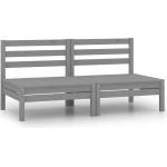 vidaXL Градински средни дивани, 2 бр, сиви, бор масив (806589)