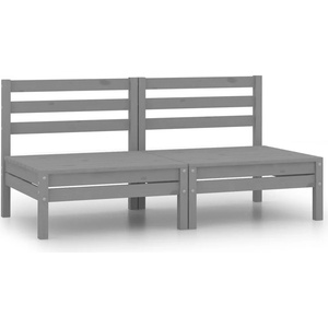vidaXL Градински средни дивани, 2 бр, сиви, бор масив (806589)