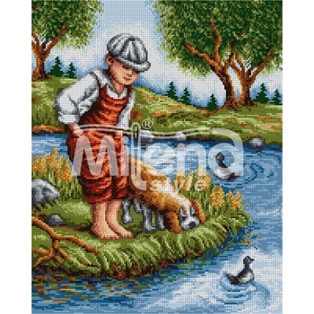 Milena Style Разходка край реката - гоблен със схема конци dmc 1: 1