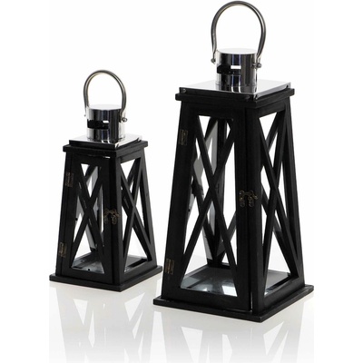 Drevený lampáš MSL2788BLACK- 29 cm