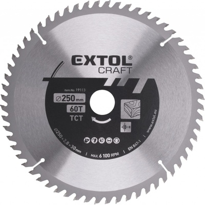 Extol Craft kotouč pilový s SK plátky 250x2,8x30mm 60T
