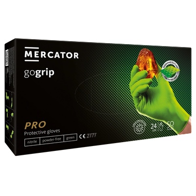 Mercator Medical Нитрилни ръкавици Mercator Gogrip Green - индустриални, здрави, 3D захват (885917)