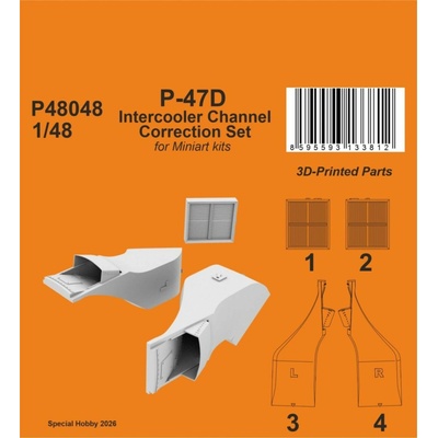 CMK 1/48 P-47D Intercooler Channel Correction Set/for Miniart kit