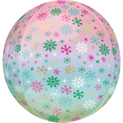 Amscan Balónek fóliový ORBZ koule Ombré sněhové vločky 40 cm