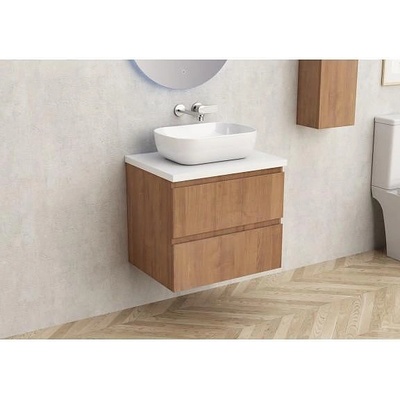 Inter Ceramic Конзолен PVC шкаф за баня BG 6039-60 + 6046-30, с бял плот, Inter Ceramic, 45х50х59см (BG 6039-60 + 6046-30)