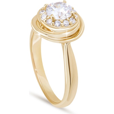 Biju Zlatý prstýnek s detailním velkým zirkonem uprostřed 4000402