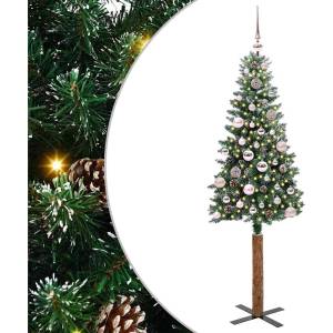 vidaXL Тясно коледно дърво Зелен 150 cm ПВЦ и масивно борово дърво (3394888)